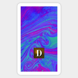 Vaporwave Monogram D | Acrylic Liquid Pour Art Sticker